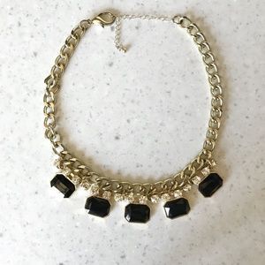 🌿Forever 21 Chain Necklace Goldtone Black Gems
